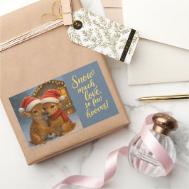 Christmas Deer Couple under Cozy Cabin Lights Rechteckiger Aufkleber