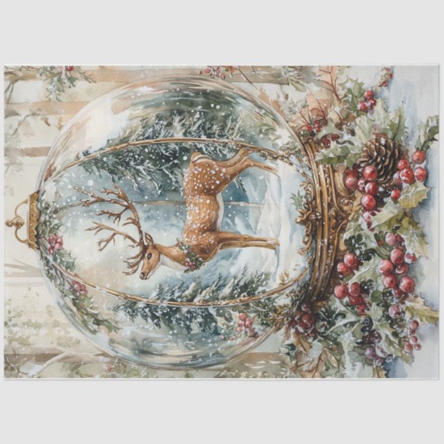 Christmas Deer Globe Seidenpapier (Vorderseite)