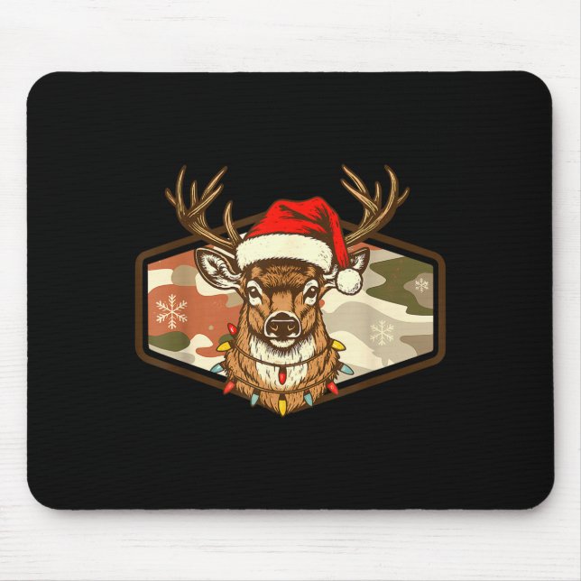Christmas Deer Hunting Old School Camo, Xmas Hunti Mousepad (Vorne)