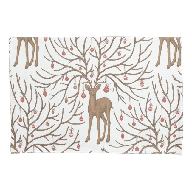 Christmas deer on white kissenbezug (Vorderseite-Links)