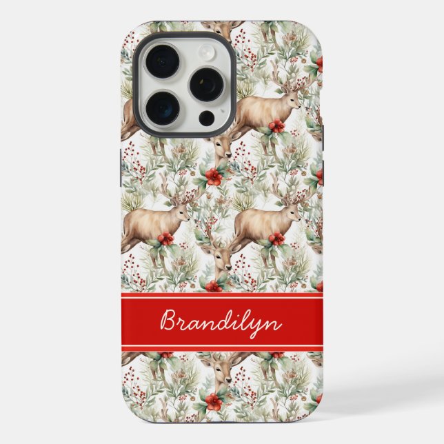 Christmas Deer Phone Case | Personalized Name iPhone Hülle (Rückseite)