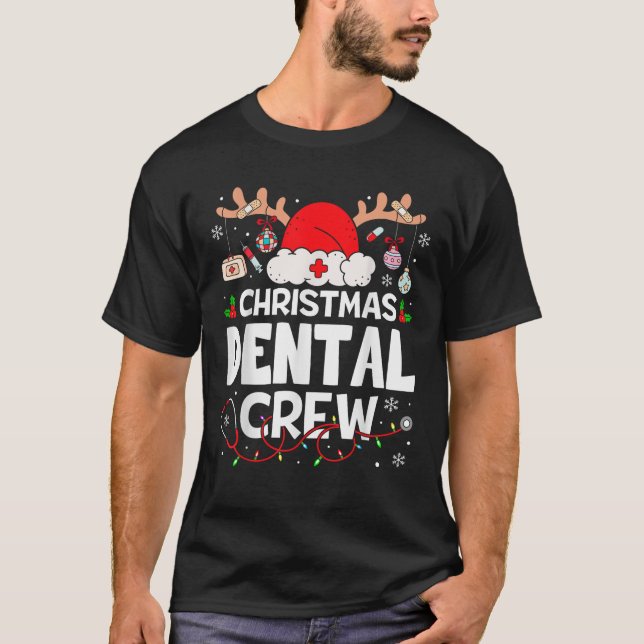 Christmas Dental Crew Reindeer Santa Dental Assist T-Shirt (Vorderseite)