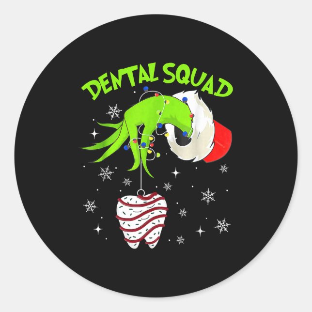 Christmas Dental Squad Cute Dentist Dental Hygieni Runder Aufkleber (Vorderseite)