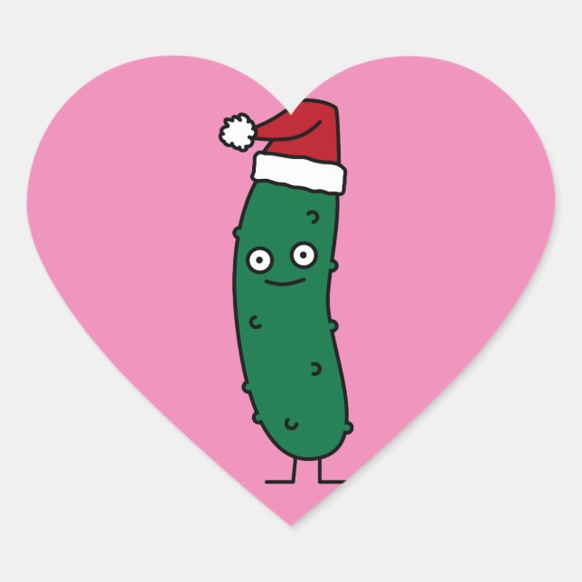 Christmas Dill Pickle mit einer Weihnachtsmannmütz Herz-Aufkleber (Vorderseite)