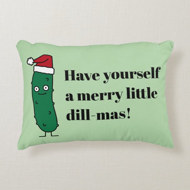 Christmas Dill Pickle wearing a Santa Hat Dekokissen (Vorderseite)