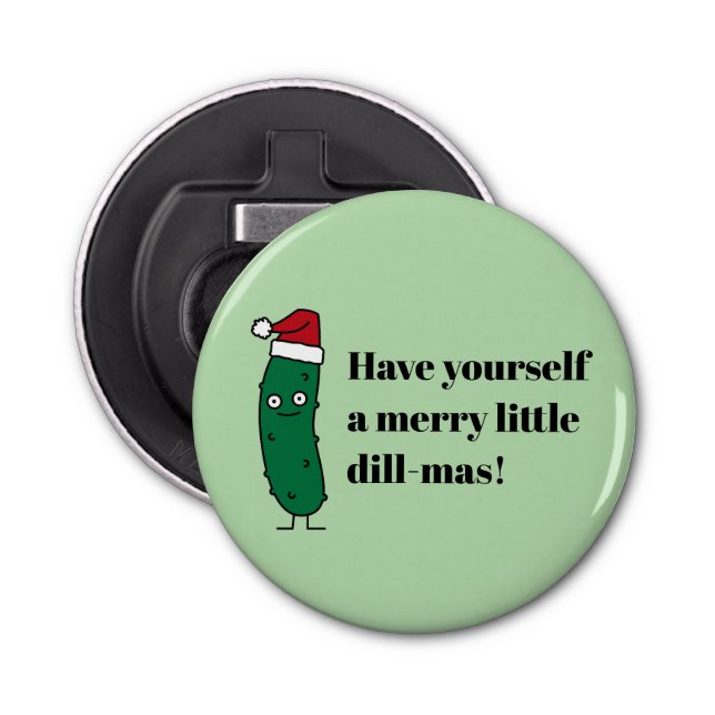 Christmas Dill Pickle wearing a Santa Hat Flaschenöffner (Vorderseite)
