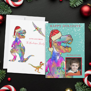 Christmas Dinosaur Custom Foto Feiertagskarte