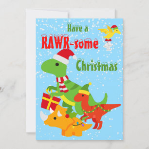 Christmas Dinosaur Rawr-some Flat Karte