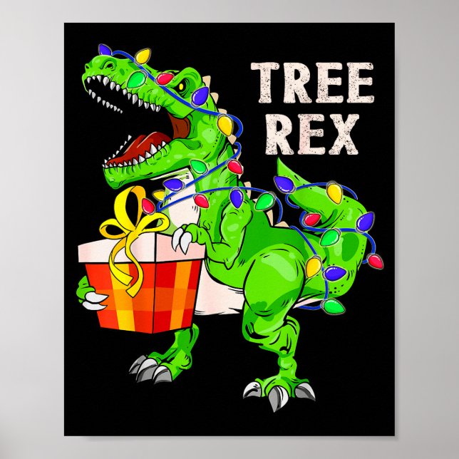 Christmas Dinosaur Shirt Tree Rex Pajamas Xmas Men Poster (Vorne)
