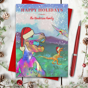 Christmas Dinosaur T-Rex Santa Feiertagskarte