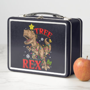 Christmas Dinosaur Tree Rex Lights TRex Xmas Gift Metall Brotdose
