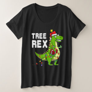 Christmas Dinosaur Tree Rex Pajamas Große Größe T-Shirt