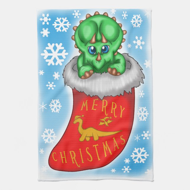 Christmas Dinosaurier Küchentuch (Vertikal)