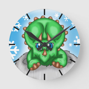 Christmas Dinosaurier Runde Wanduhr