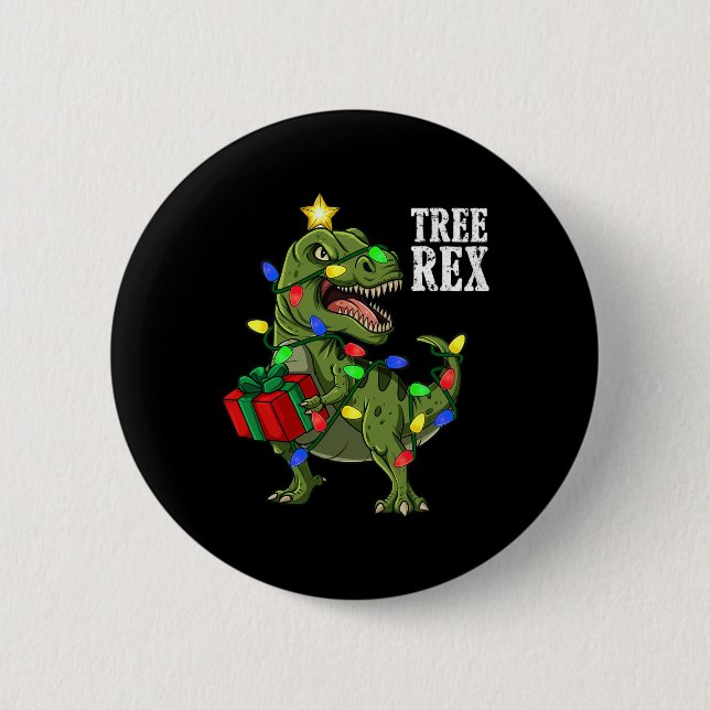 Christmas Dinosaurier Tree Rex Boys Girls Kids Xma Button (Vorderseite)