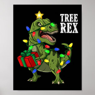 Christmas Dinosaurier Tree Rex Boys Girls Kids Xma Poster