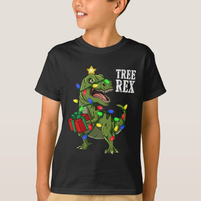 Christmas Dinosaurier Tree Rex Boys Girls Kids Xma T-Shirt (Vorderseite)