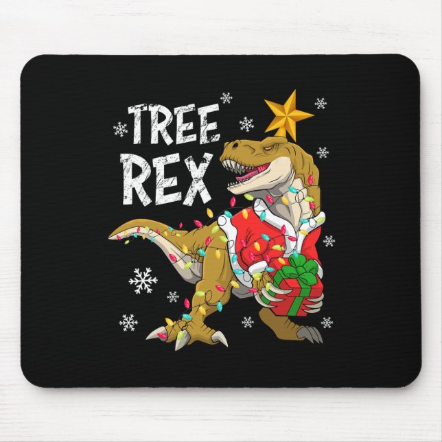 Christmas Dinosaurier Tree Rex Pajamas Men Boys Ki Mousepad (Vorne)