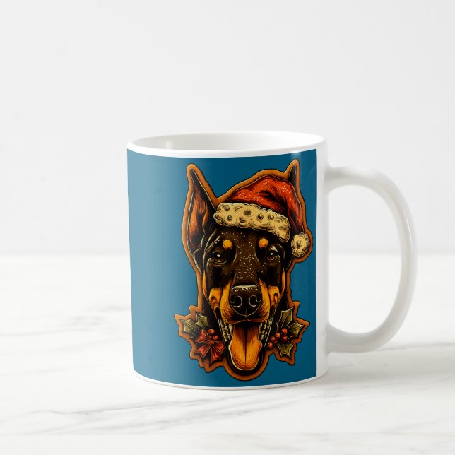 Christmas Doberman Dog With Santa Hat Gingerbread  Kaffeetasse (Rechts)
