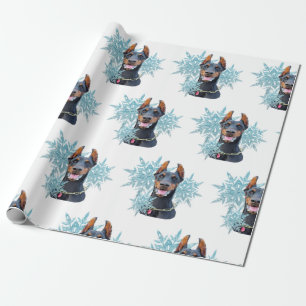 Christmas Doberman Pincher Snowflakes Geschenkpapier