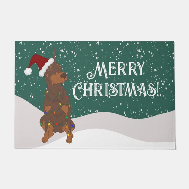 Christmas Doberman Pinscher Fußmatte (Vorderseite)