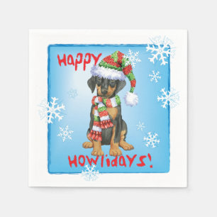 Christmas Doberman Pinscher Serviette