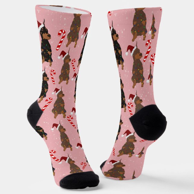 Christmas Doberman Pinscher Socken (Gewinkelt)