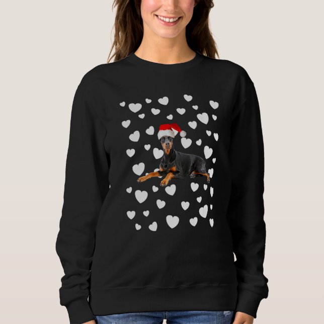 Christmas Doberman Pinscher Xmas Santa Hat Dog Mom Sweatshirt (Vorderseite)