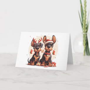 Christmas Dobermann Hunde Feiertagskarte
