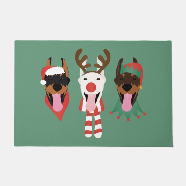 Christmas Dobermann Hunde Fußmatte (Vorderseite)