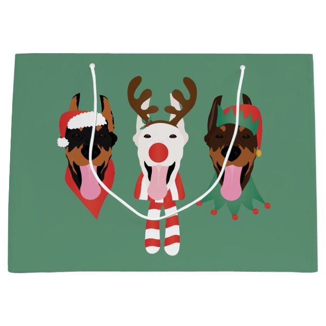 Christmas Dobermann Hunde Große Geschenktüte (Vorderseite)