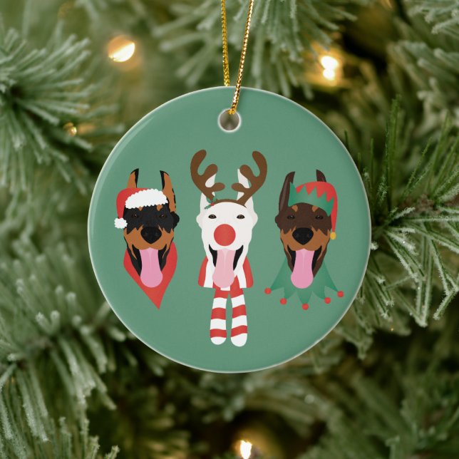 Christmas Dobermann Hunde Keramik Ornament (Baum)