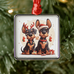Christmas Dobermann Hunde Ornament Aus Metall