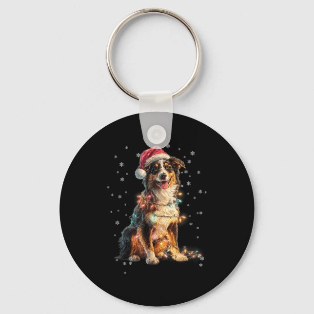 Christmas Dog Australian Shepherd Santa Xmas Women Schlüsselanhänger (Vorderseite)