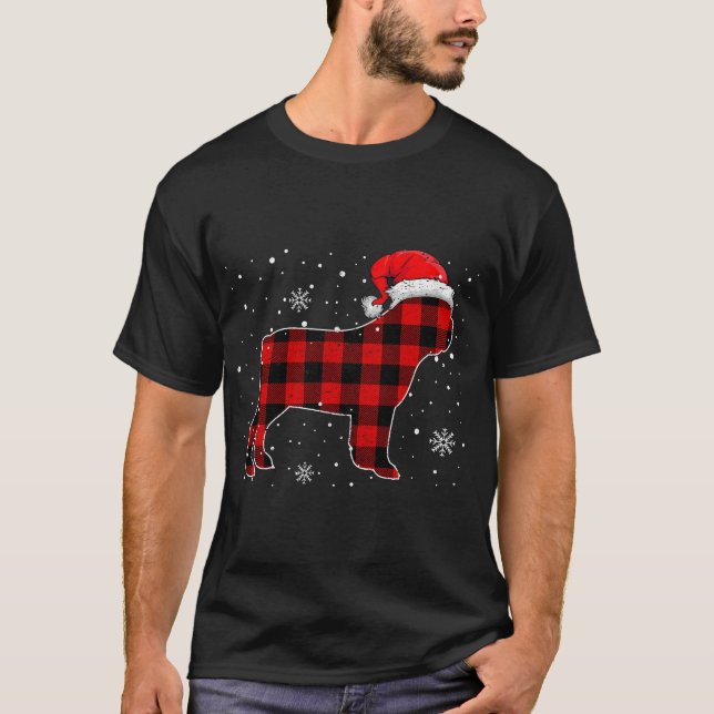 Christmas Dog Buffalo Plaid, Christmas French Bull T-Shirt (Vorderseite)