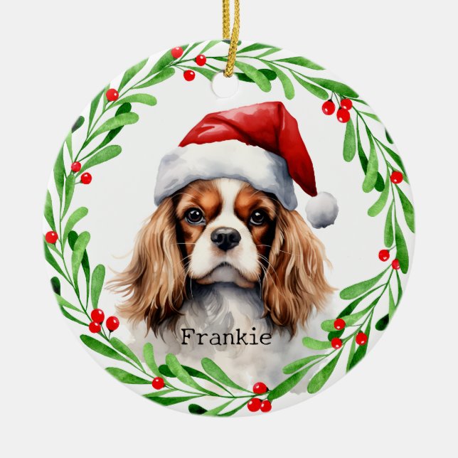 Christmas Dog Cavalier King Charles Spaniel Pet Keramik Ornament (Vorne)