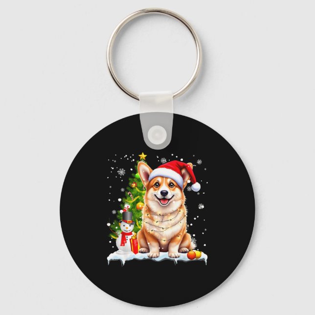 Christmas Dog Corgi Santa Xmas Wiener Women Men Ki Schlüsselanhänger (Vorderseite)