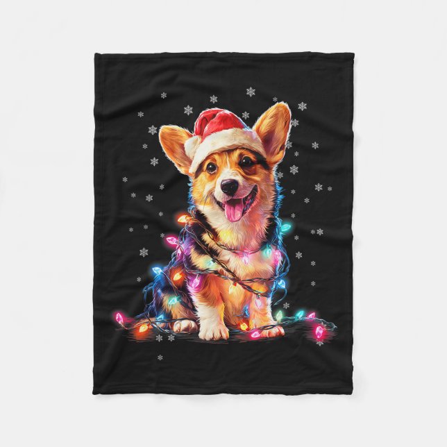 Christmas Dog Corgi Santa Xmas Women Men Kids  Fleecedecke (Vorderseite)