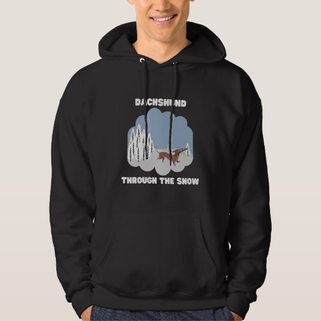 Christmas Dog Dachshund Dashing Through The Snow C Hoodie (Vorderseite)