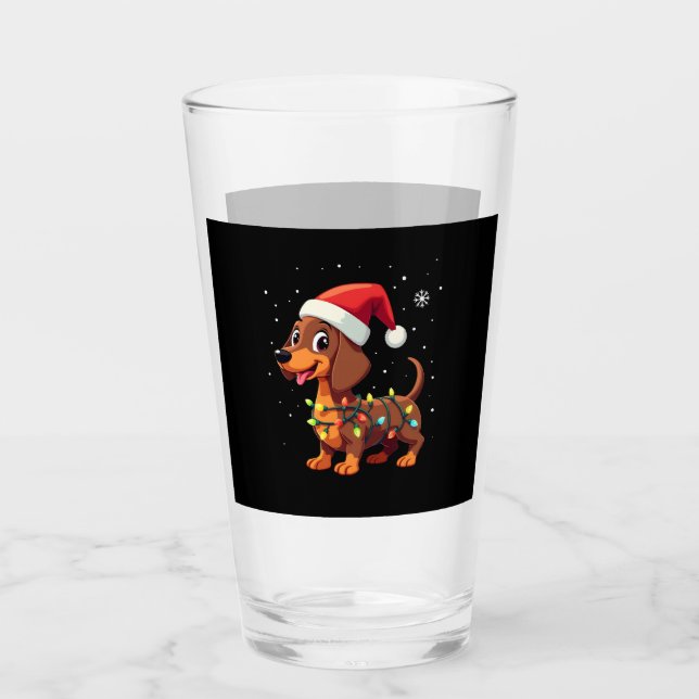 Christmas Dog Dachshund Santa Xmas Wiener 3 Glas (Vorderseite)