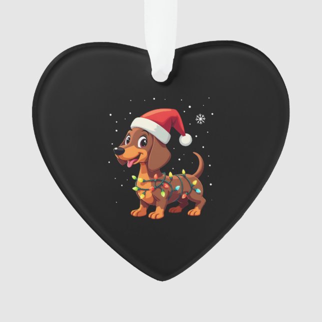 Christmas Dog Dachshund Santa Xmas Wiener 3 Ornament (Vorderseite)