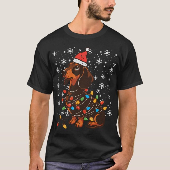 Christmas Dog Dachshund Santa Xmas Wiener T-Shirt (Vorderseite)