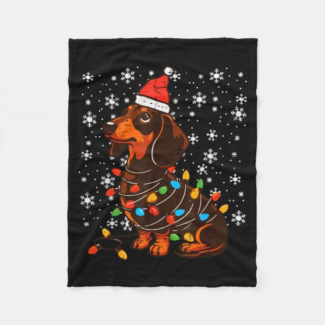 Christmas Dog Dachshund Santa Xmas Wiener Women Me Fleecedecke (Vorderseite)