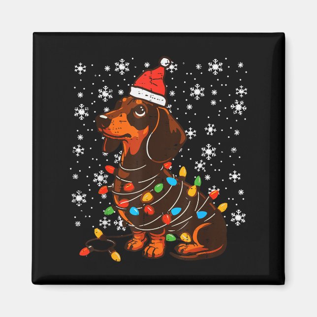 Christmas Dog Dachshund Santa Xmas Wiener Women Me Magnet (Vorne)