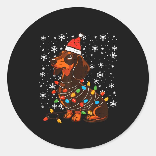 Christmas Dog Dachshund Santa Xmas Wiener Women Me Runder Aufkleber (Vorderseite)