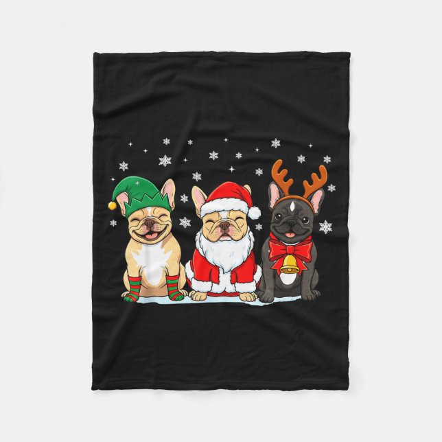 Christmas Dog French Bulldog Xmas Dog Lover Men Wo Fleecedecke (Vorderseite)