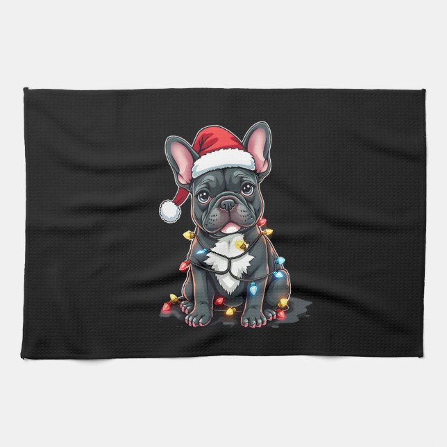 Christmas Dog French Bulldog Xmas Frenchie 3 Geschirrtuch (Horizontal)