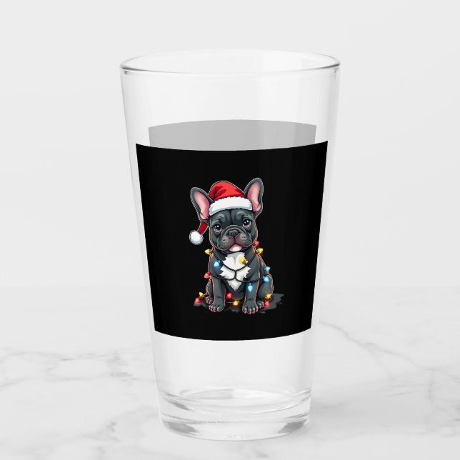 Christmas Dog French Bulldog Xmas Frenchie 3 Glas (Vorderseite)