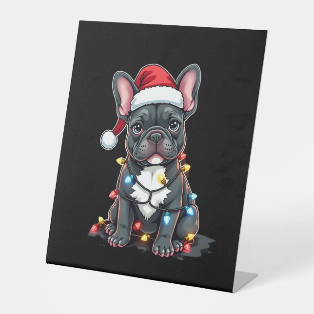 Christmas Dog French Bulldog Xmas Frenchie 3 Sockelschild (Vorderseite)