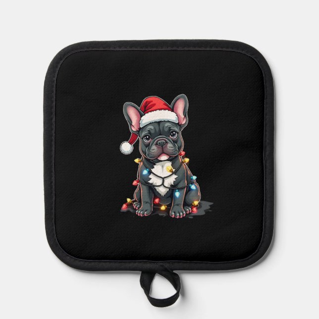 Christmas Dog French Bulldog Xmas Frenchie 3 Topflappen (Vorderseite)